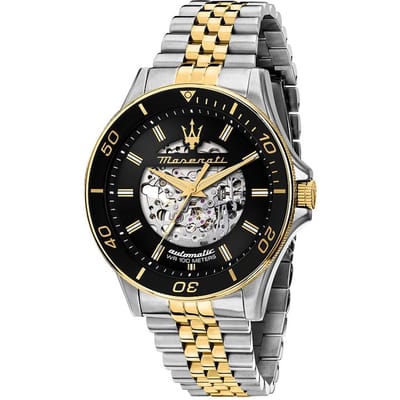 Maserati Sfida Zwart Tweekleurig Roestvrij Staal Heren Mechanisch Automatisch Horloge R8823140010 zwart