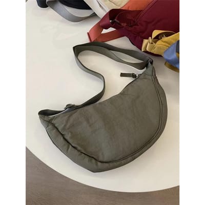 Crossbodytas, Dames Schoudertas, Studententas, Casual Tas, Sporttas, Zomer Canvas Tas, Dumplingtas gray