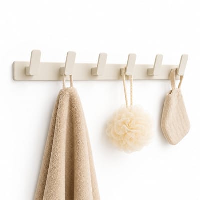 PolkaHome Witte Muurhaak Kapstok - Geponste Wandmontage, 41,5 cm - Inclusief Bevestigingsmateriaal