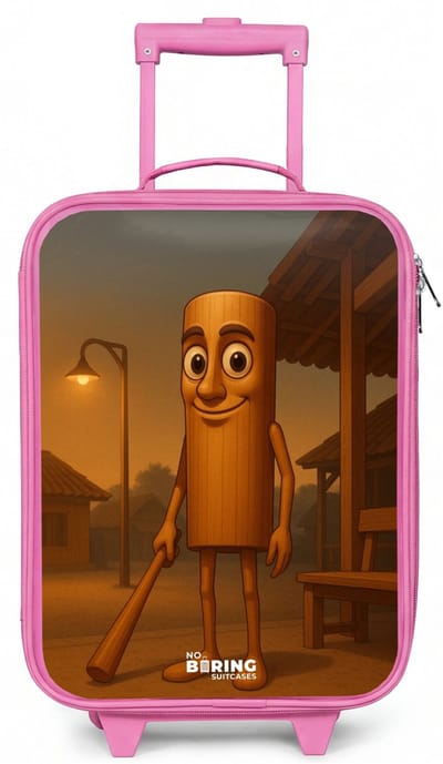 NoBoringSuitcases.com® - Kinderkoffer roze - Kindertrolley meisje - Tung Tung Tung Sahur - Koffer kind lichtgewicht - Reiskoffer trolley voor kinderen - Koffertje met lichtgevende wieltjes - Rolkoffer