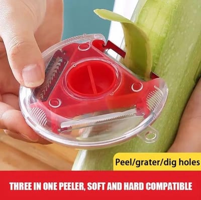 Dunschiller Multi - Multifunctionele Dun Schiller - Raspje - Aardappelmesje - Roterend Schilmes - Schaafmes - 3 in 1 - Multifunctioneel - Schilmesjes - Groente & Fruit - Rood