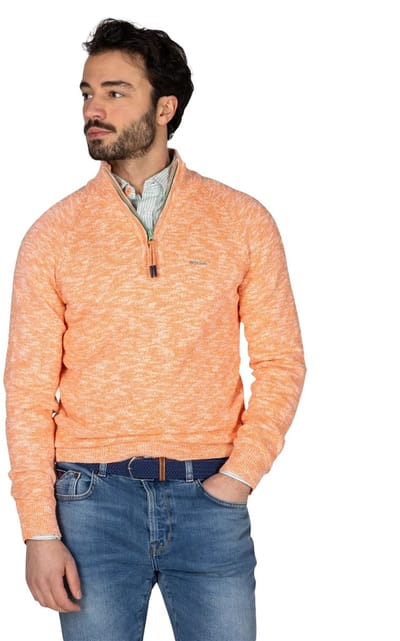 trui New Zealand half zip Baylor oranje katoen
