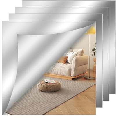 4 Stuks Spiegel Muurstickers 30x30 cm - Acryl Wanddecoratie voor Slaapkamer en Woonkamer