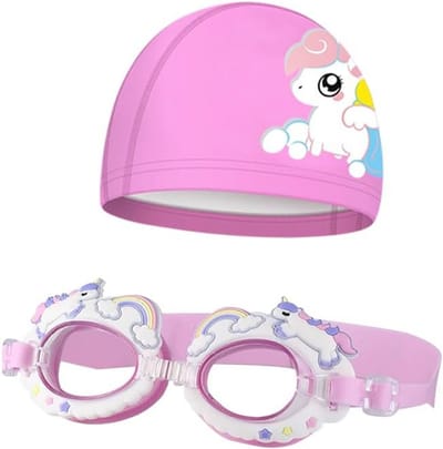 Kinder Zwembril Set met Anti-Fog Bescherming, Verstelbare Band en Zwemcap