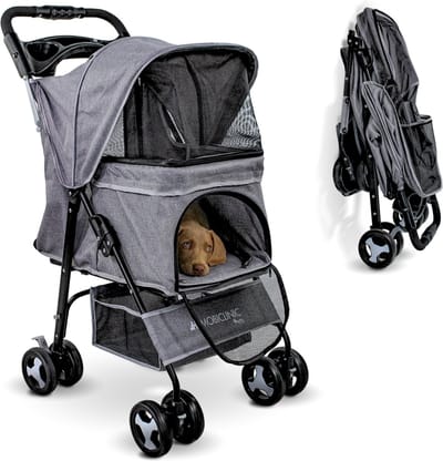 Mobiclinic Zuma Hondenbuggy – Inklapbaar – 360º Wielen – Grijs – Tot 15 kg