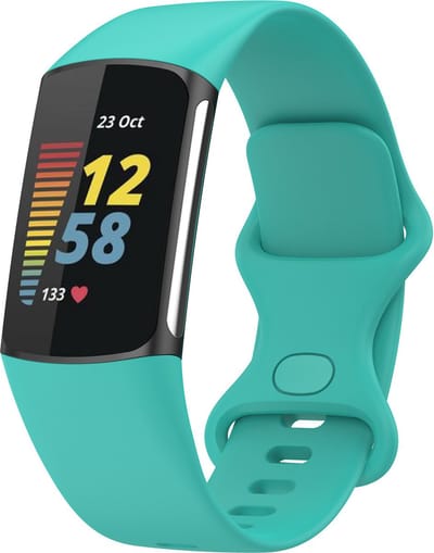 KELERINO. Siliconen bandje geschikt voor Fitbit Charge 5 - Groenblauw - Large