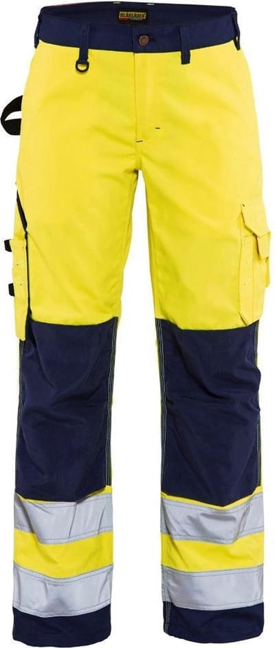 Blaklader Dames werkbroek High Vis zonder spijkerzakken 7155-1811 - High Vis Geel/Marineblauw - C34