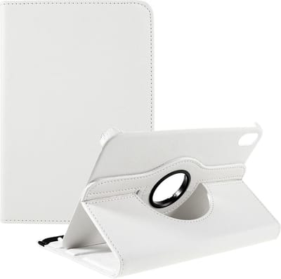 Peachy 360 Rotating bookcase Vegan Leather hoes geschikt voor iPad mini 6 2021 & iPad mini 7 2024 - wit