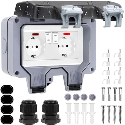 VH Supplies® Buitenstopcontact - Tuincontactdoos - Buitenstekkerdoos - Waterdicht IP66