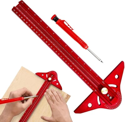 Houtbewerkingsliniaal - Gereedschap Markeren - Nauwkeurig Meten - Verstelbare Hoek - 38 x 10 cm - Aluminium