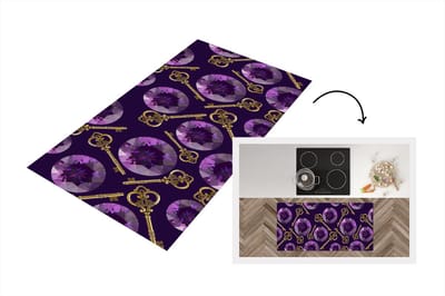 Keukenloper - Loper keuken - Edelsteen - Patronen - Goud - Sleutel - 120x60 cm - Keukenloper vinyl
