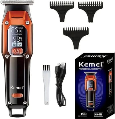Kemei - KM 246 - Tondeuse - Trimmer - Oplaadbare Draadloze Elektrische Mens Facial Baard Scheerapparaat - Inclusief FuturiQ oplaadkabel - Rood