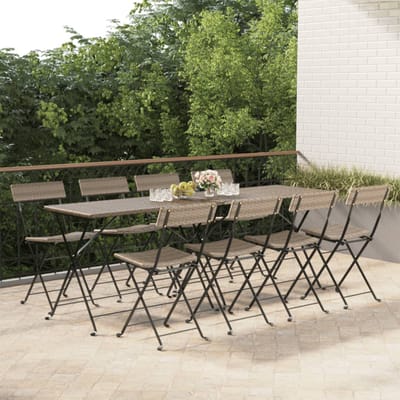 vidaXL - Opklapbare - stoelen, - 8 - stuks, - grijs, - van - polyrotan - en - staal.