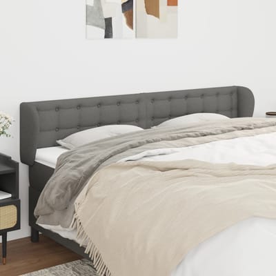 vidaXL - Hoofdbord - met - randen - 163x23x78/88 - cm - stof - donkergrijs