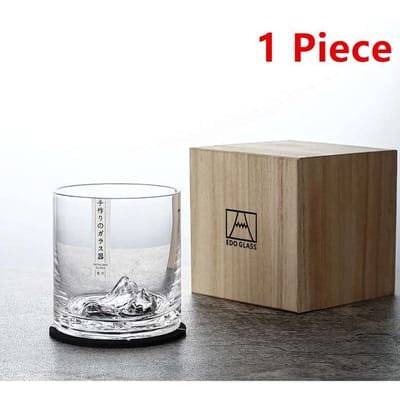 Creatief Ontwerp 3D Bergtop Serie Whiskeyglas Kristallen Wijnglazen Likeurglas Whisky Old Fashioned Rock Houten Cadeaubox 250-300ml gray