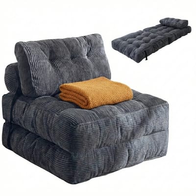 Moeve Slaapbank 1 persoons - 2 in 1 - Comfortabel & Makkelijk in gebruik - Logeerbed opbouwbaar - Ingeklapt 85x85x45cm - Uitgeklapt 190x85x12cm - Bedbank - Slaapstoel - Zetelbed - Grijs