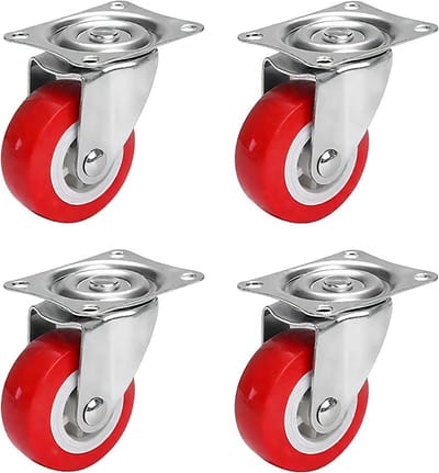 Zwenkwielen met remmen, set van 4 zwenkwielen, zwenkwielen, polyurethaan, transportwielen, zonder sporen, wielen voor palletmeubels (4 stuks tot 200 kg)