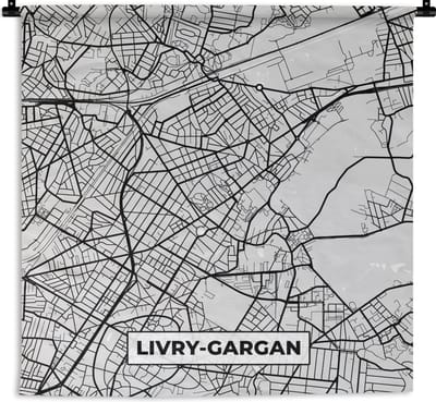 Wandkleed - Wanddoek - Stadskaart - Frankrijk - Kaart - Livry-Gargan - Plattegrond - 180x180 cm - Wandtapijt
