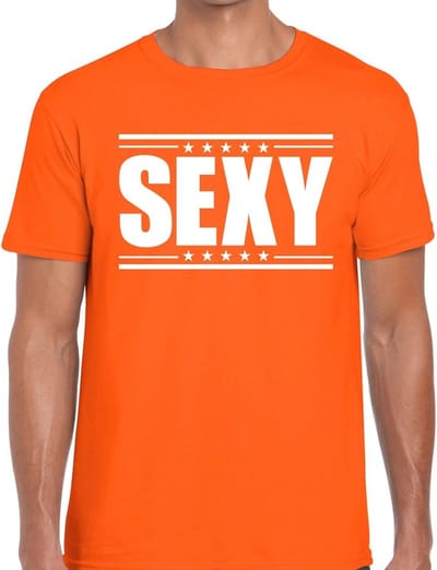 Sexy t-shirt oranje heren S