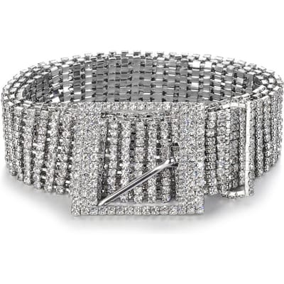 Ceinture Strass Mode Femme Ceinture Étincelante Accessoires de Robe pour Fêtes Clubs argenté
