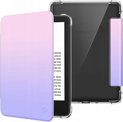 Merkloos Transparant Tablethoesje met Klep voor 6'' E-reader - Roze Gradient