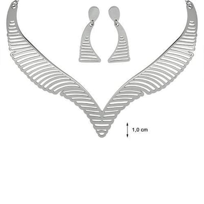 Blinx Jewels Stalen Hanger Design Ketting incl. Oorbellen