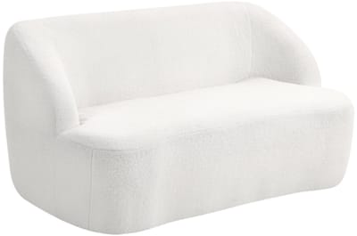 142 x 85 x 73.5 cm Tweezitter bank met gebogen design gestoffeerde bank met fleece bekleding geschikt voor woonkamer slaapkamer en thuiskantoor crème wit Casual bank gestoffeerde bank