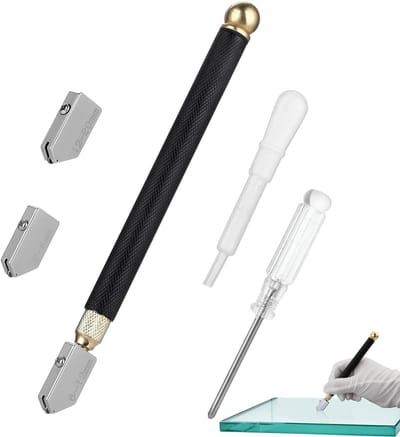 Dailygoods- Glassnijder Professioneel - Set van 5 Stuks - Metaallegering - Antislip Handgreep - Snijkoppen 2-6 mm / 6-12 mm / 12-20 mm - Duurzaam en Ergonomisch - Glasbewerking