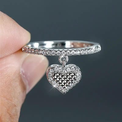 Sterling Hart Vingerring voor Vrouwen Vrouwelijk Sierlijke Trouwring Elegante Dame Verlovingsaccessoires Chique Sieraden 9 gray