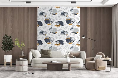 Behang - Fotobehang Patroon - Kinderen - Jongens - Dieren - Slapen - Breedte 165 cm x hoogte 220 cm