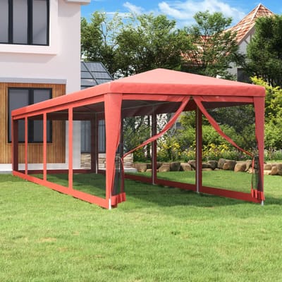 vidaXL - Partytent - met - 10 - mesh - zijwanden - 3x12 - m - HDPE - rood