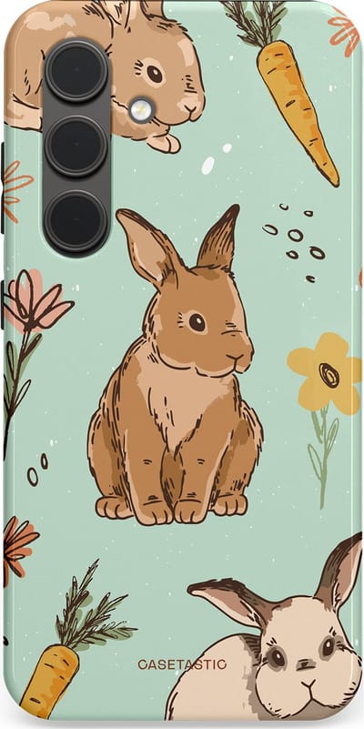 Casetastic Hoesje Geschikt voor Samsung S24 - Stijlvolle Beschermende Duo-layer Case - Hop hop flapoortje