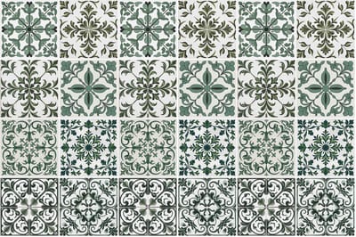 Wallfluent Tegelstickers - Klassieke Bloemenornamenten Tegelfolie - Set van 24 stuks 10 x 10 cm - Groente Tegelfolie Keuken - Texturen Tegelstickers WC