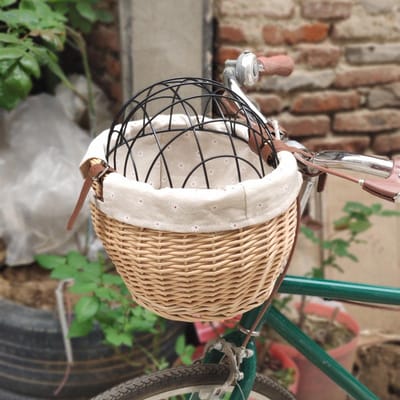 Dailygoods- Fietsmand - Handgeweven Rieten Fietsmand - Huisdier Mand - Waterbestendig - Verstelbare Riem - Eenvoudig te Installeren - Huisdierdrager