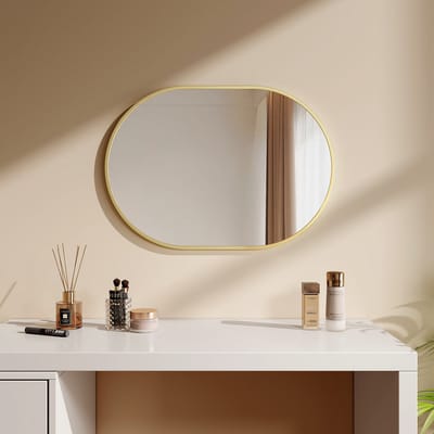 EMKE Spiegel - Ovale Spiegel - Goud - 50x70 cm - met Veiligheidsfolie - Wandspiegel met Rand - Moderne Design