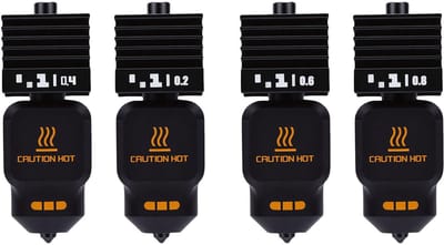 Dailygoods- Nozzles Set 4 Stuks - 0,2/0,4/0,6/0,8mm - Siliconen Mouwen - Gehard Staal - Hittebestendig - Voor P2S/H2D/H2S/H2C 3D Printers - 3D-printerkop
