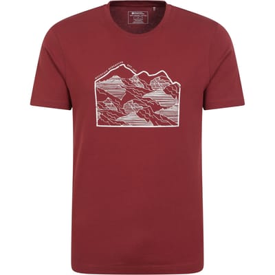 Mountain Warehouse Heren Lineair Organisch T-Shirt (Donkere Bourgogne)