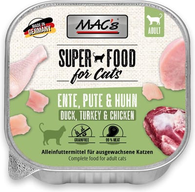 Mac’s Kattenvoer kuipje 99% vlees - Eend, kalkoen en kip 16 x 100g