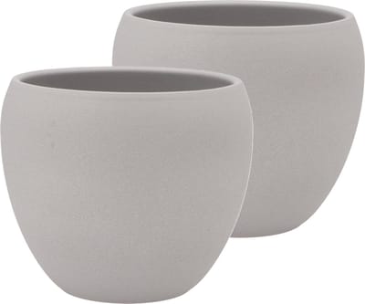 DK Design Bloempot/plantenpot - 2x - Vinci - lichtgrijs mat - voor kamerplant - D19 x H22 cm