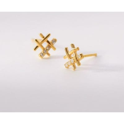 925 Sterling Zilver Zirkonia Kruis Stud Oorbel voor Vrouwen Bruiloft Verjaardag Sieraden Cadeau Pendientes Oorbellen Eh1665 goud