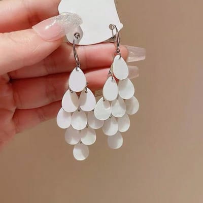 1 Paar Uniek Ontwerp Schelp Kwast Oorbellen, Retro High-End Temperament Oorbellen Voor Vrouwen zilver
