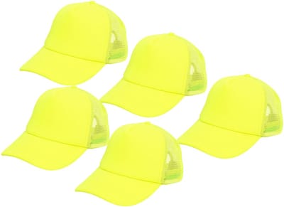 Boland pet neon - 5x - geel - volwassenen - unisex - 80/90s thema - uv blacklight- carnaval