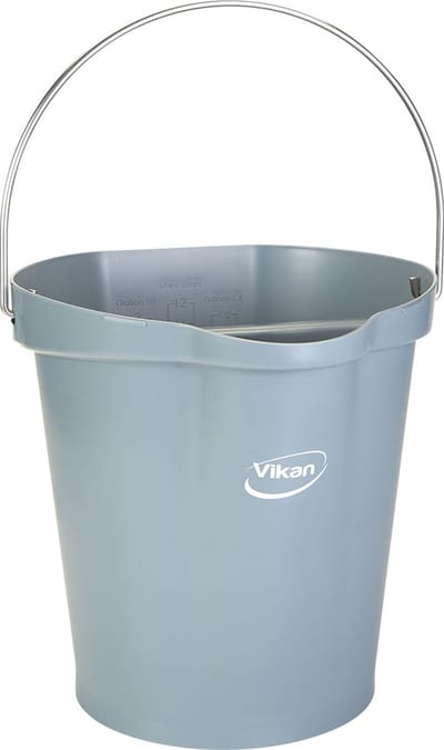 Vikan Emmer 568688 - 12 Liter - Grijs - Stevige Emmer - Chemicaliën bestendig - Maximaal 100°C - Geschikt voor Voedselverwerking en Schoonmaakwerkzaamheden