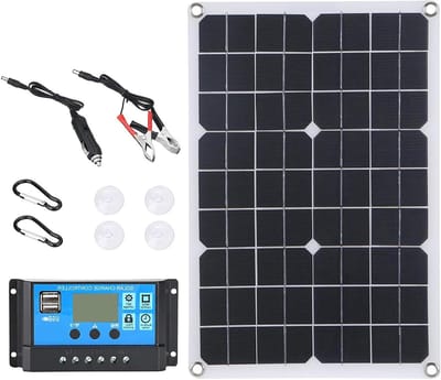Jonlaki Draagbaar Zonnepaneel, Zonne-energie, 20W Zonnepaneel, USB-, Backpacken Zonne-energie, Monokristallijne Draagbaar 18V 20W Monokristallijn Silicium met USB-oplaadpoorten (met 20A-regelaar)