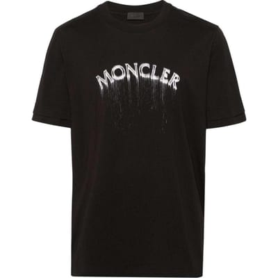 Moncler Letterprint Ronde Hals Casual Pullover Korte Mouw T-shirt Heren T-shirt Zwart J1-091-8C00002-89A17-999 M black