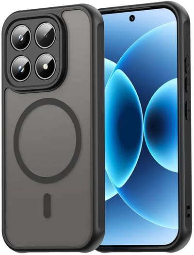 MobyDefend Hoesje - Geschikt voor Xiaomi 17 - Case Geschikt voor MagSafe - Mat Transparant Met Gekleurde Rand - Zwart