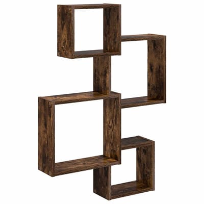 vidaXL - Wand - Kubus - Planken - Muurmontage - Gerookt - eiken - Bewerkt - hout
