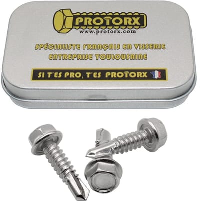 10x Zelfborende Schroeven M6,3 x 25mm RVS A2 Zeskantkop Met Sokkel