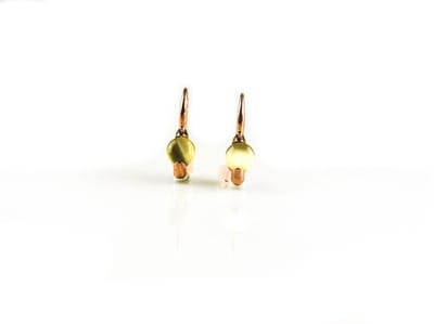model Piccolo oorringen in zilver roze verguld model cabochon kaki