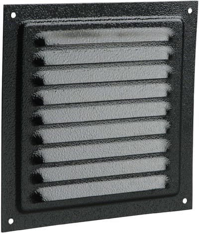 Ventilatierooster Metaal - Afdekking Ventilatie - Luchtcirculatie Binnen - Met Insectenwering - 125 x 125 mm - Zwart